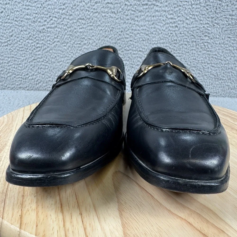 Massimo Matteo Shoes Mens Size 12 M Black Leather Horsebit Loafer‎ Italy Preppy